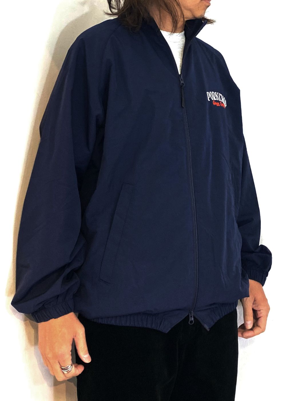 【ラスト1点】PORK BACK NYLON JKT (NAVY) / ポークバック ナイロン トラック ジャケット