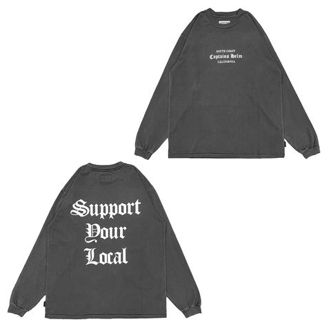 SUPPORT YOUR LOCAL L/S TEE (BLACK) / オリジナル プリント ロンT