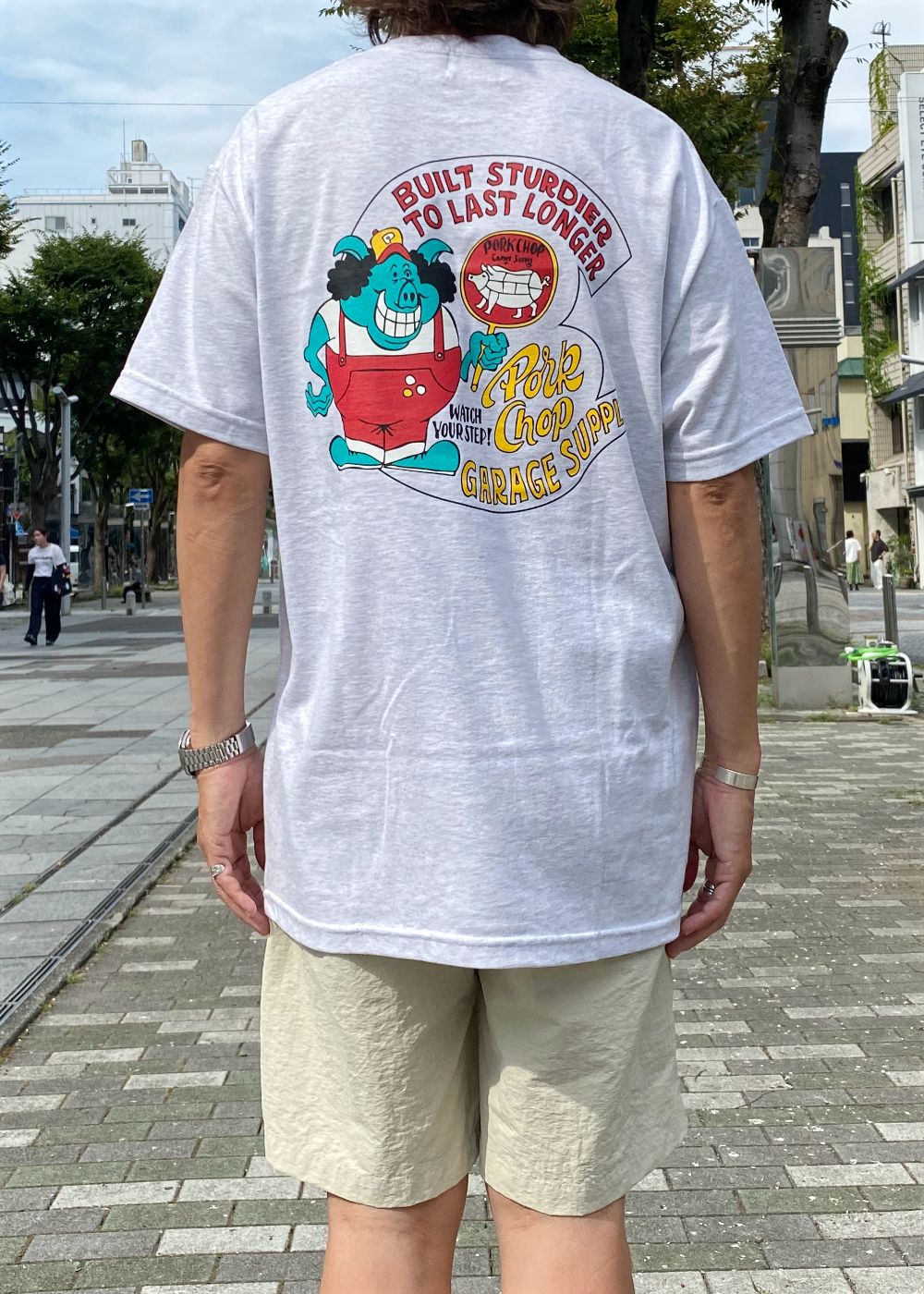 PORKY TEE (ASH) / ポーキー ロゴ Tシャツ