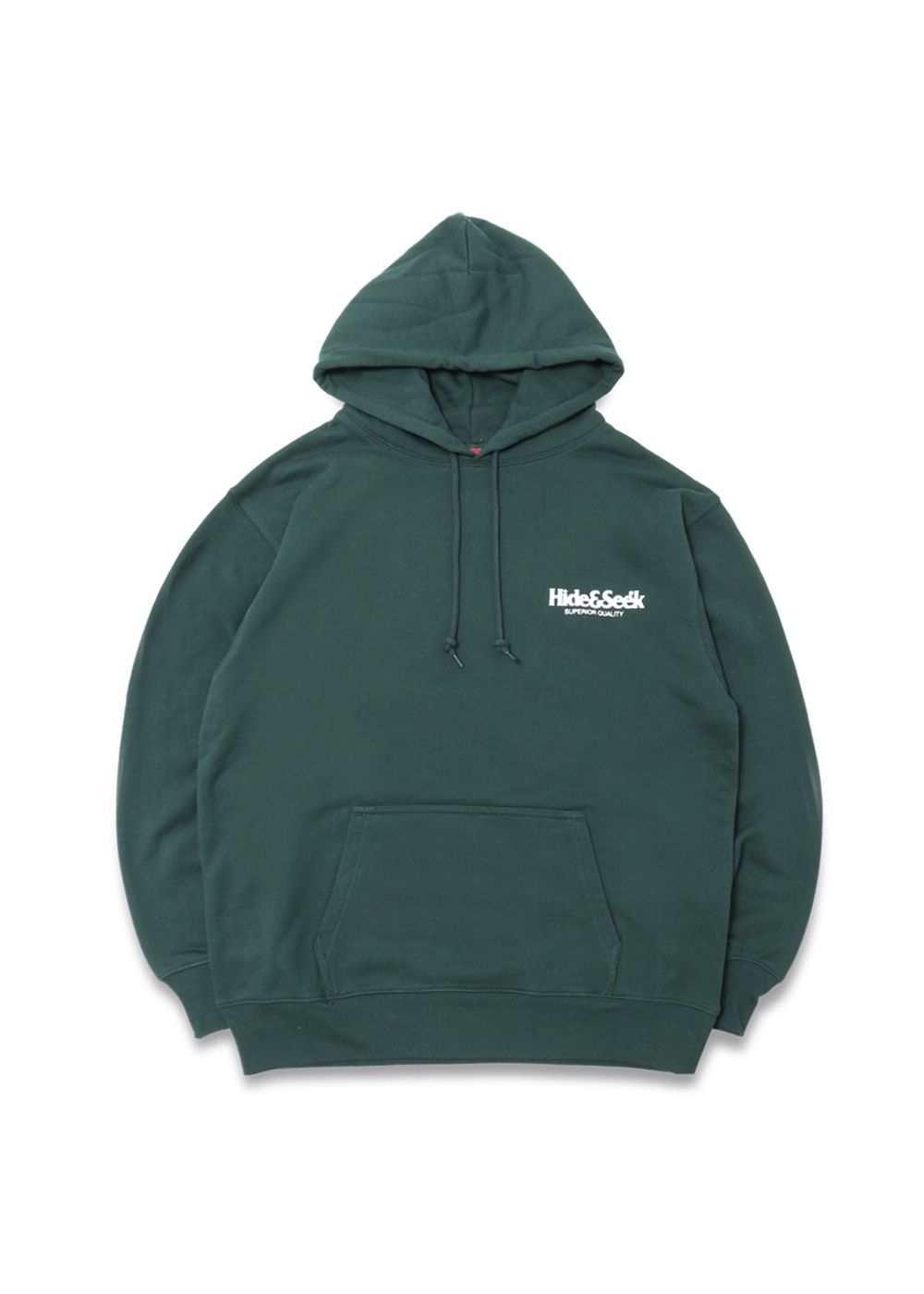 HIDE AND SEEK - LOGO HOODED SWEAT SHIRT (GREEN) / ロゴプリント