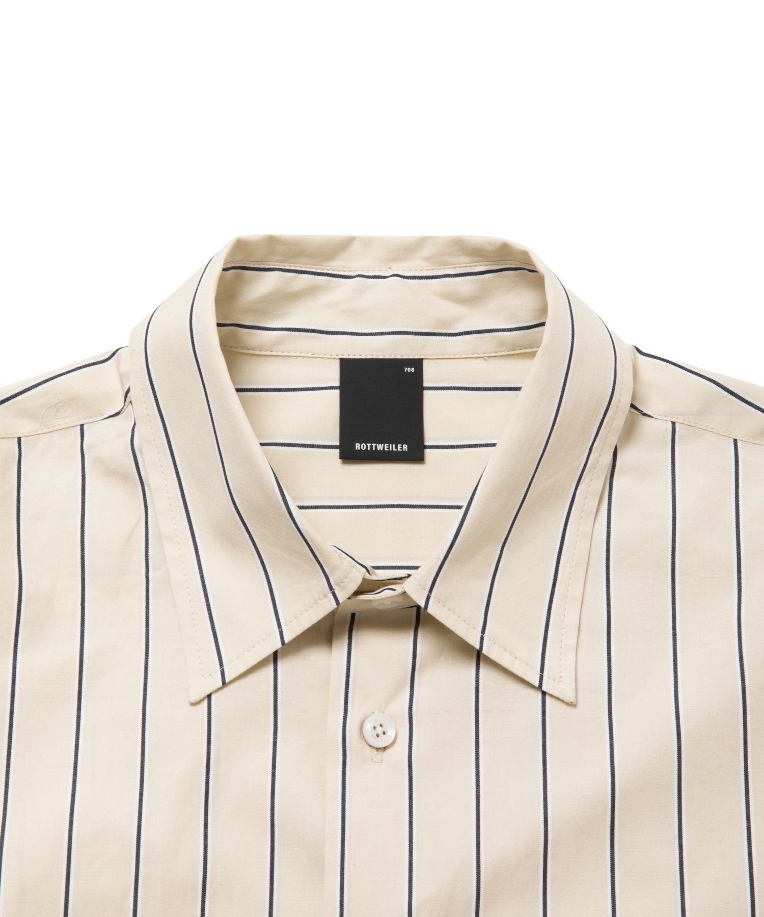 R9 STRIPE SHIRT (BEIGE) / オープンカラー ストライプ シャツ