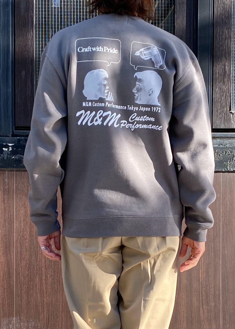 【ラスト1点】Add Crewneck Sweat (CHARCOAL) / プリント クルーネックスウェット