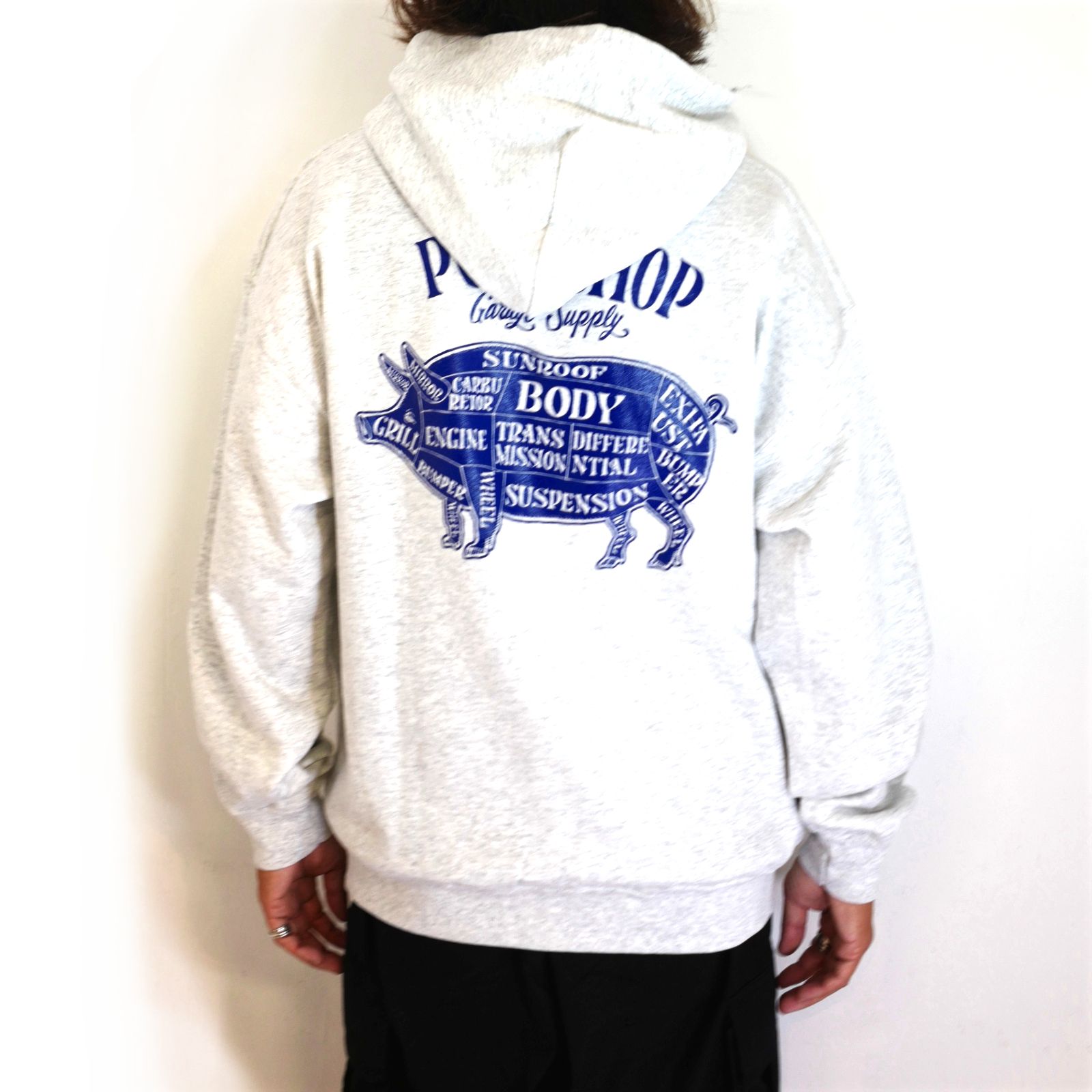 PORKCHOP GARAGE SUPPLY - 【ラスト1点】PORK BACK HOODIE (ASH) / ポークバック スウェットパーカー |  LOOPHOLE