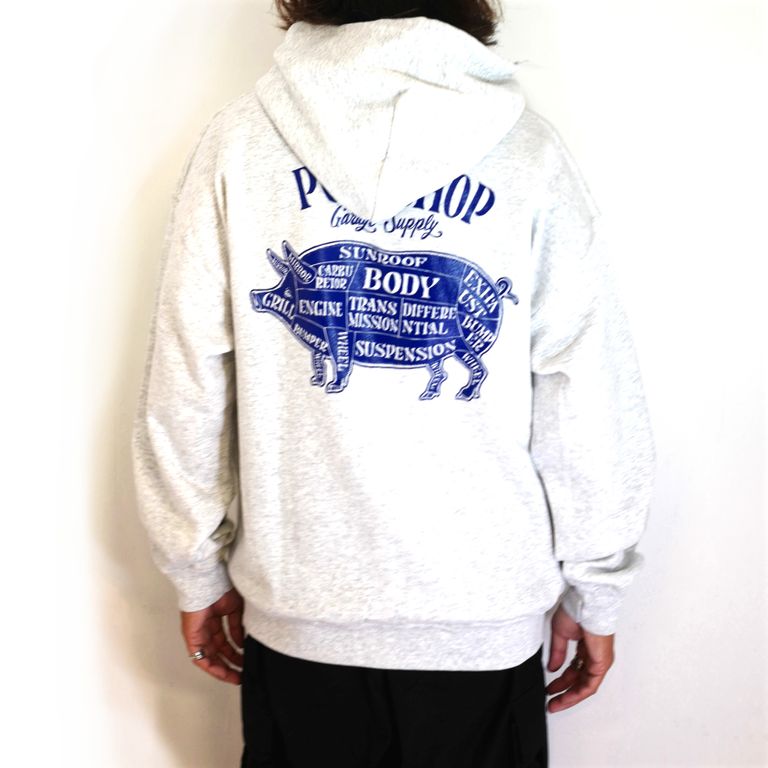 PORKCHOP GARAGE SUPPLY - PORK BACK HOODIE (ASH) / ポークバック 