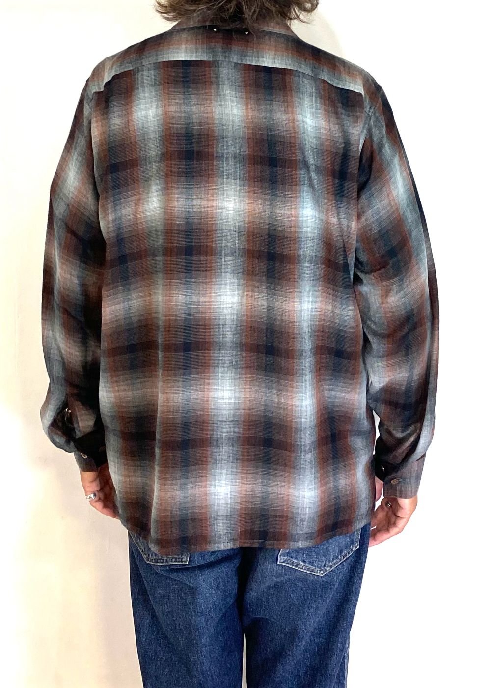 T.Rayon Ombre Open Collar Shirt Open Collar Shirt (BRT) / オンブレチェック オープンカラーシャツ