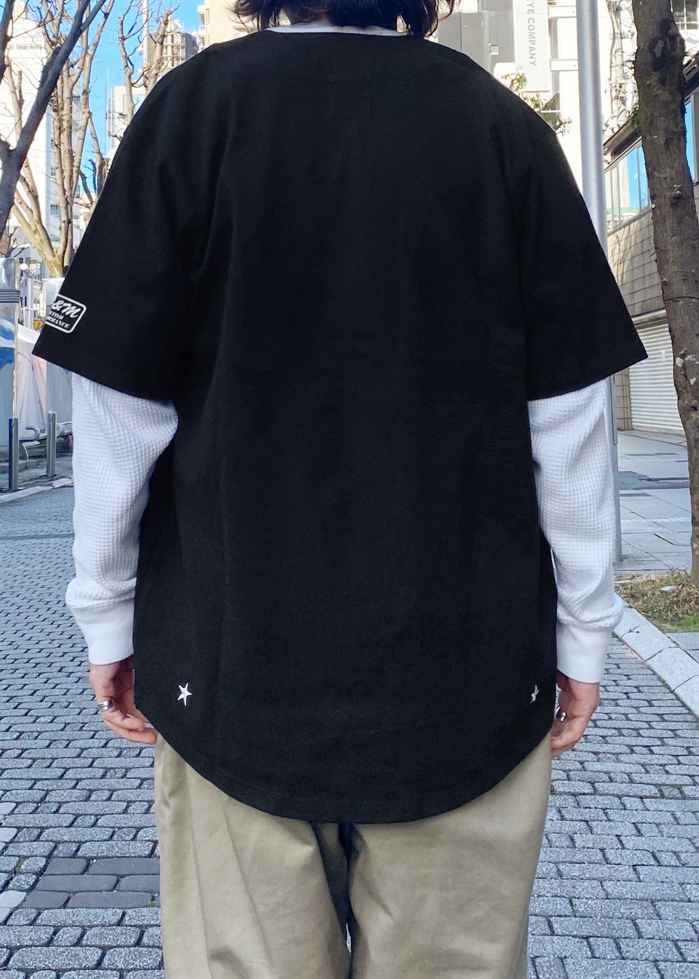 COTTON BASEBALL SHIRT (BLACK) / コットン天竺 ベースボール シャツ