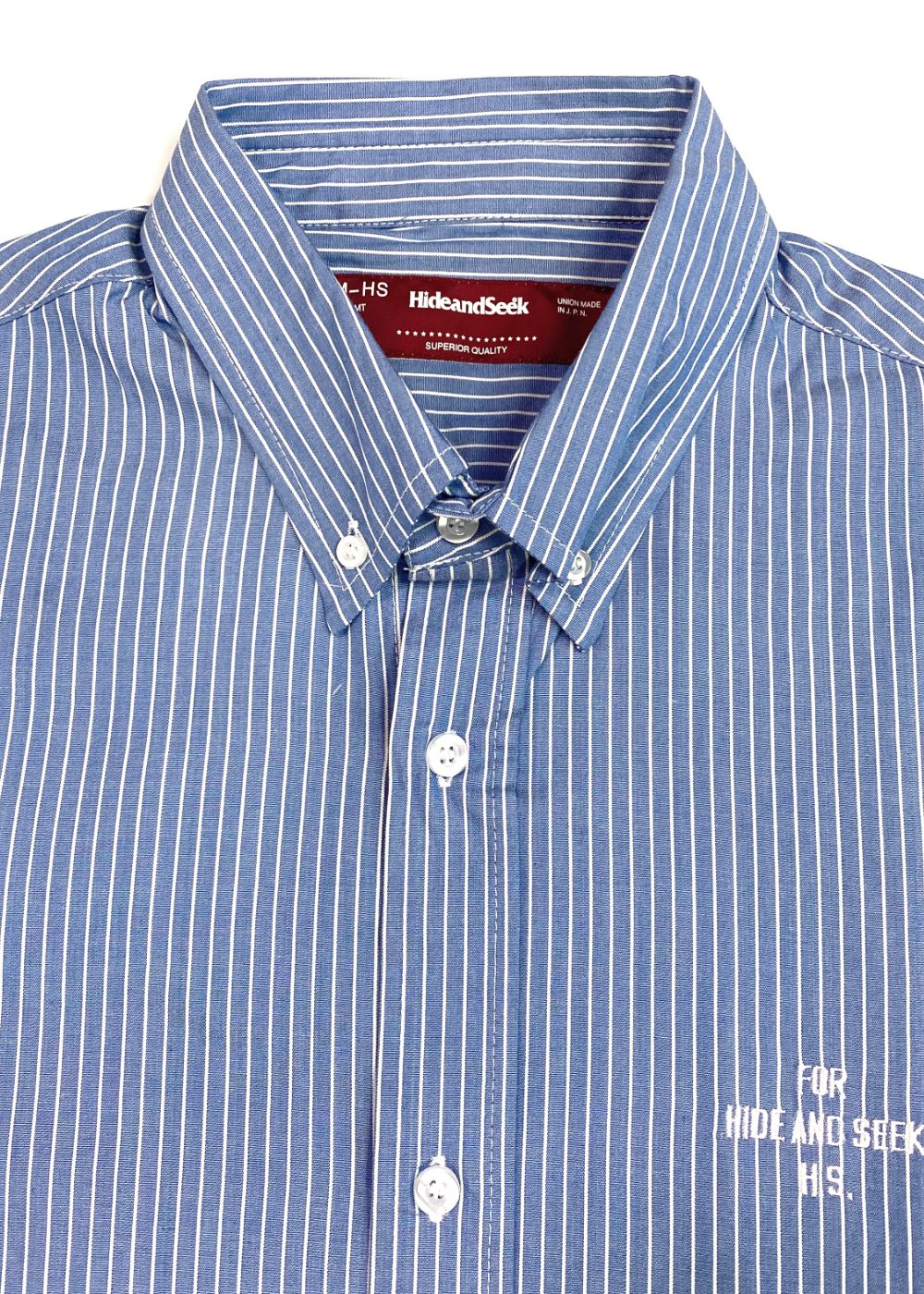 HIDE AND SEEK - Striped B.D. L/S Shirt (BLUE) / ストライプ