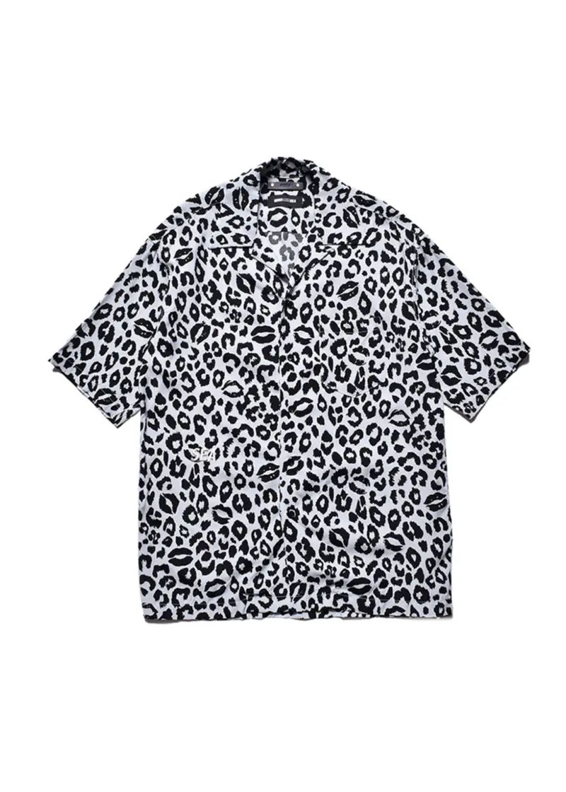 ×WDS Lips Leopard Print Open Collar SH (LGR) / ウィンダンシー コラボ レオパードリップ シャツ / セットアップ可能