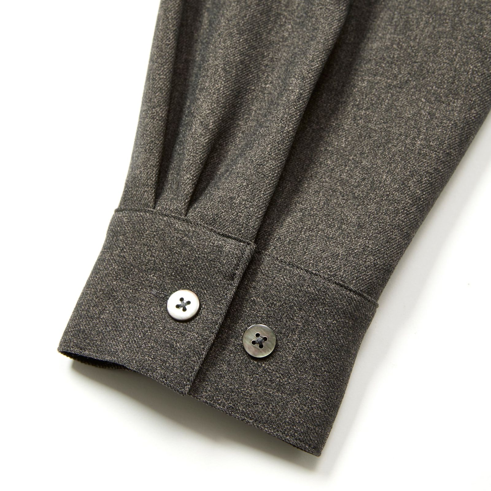 "BLATANT LOCALISM" OPEN COLLAR ROUND L/S SH (CHARCOAL) / オープンカラー ウール シャツ