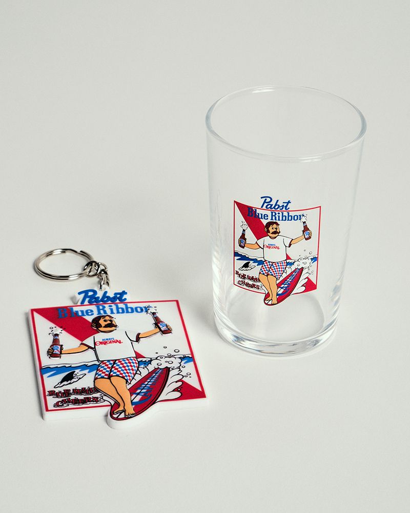 × Pabst Blue Ribbon RUBBER COASTER (WHITE) / ×パブストブルーリボン コラボ キーホルダー コースター