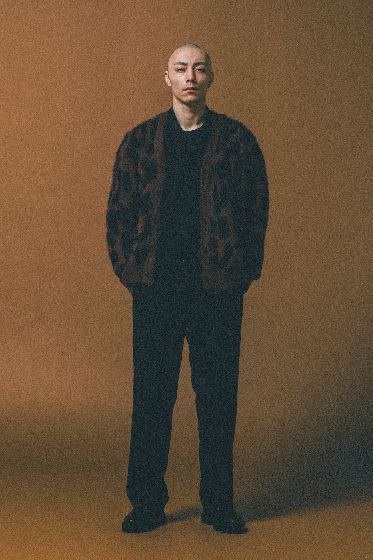 LEOPARD CARDIGAN (BLACK) / オリジナル レオパード柄 モヘア カーディガン