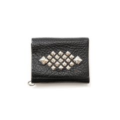 STUDS LEATHER MULTI WALLET (BLACK) / スタッズ レザー コンパクト マルチ ウォレット