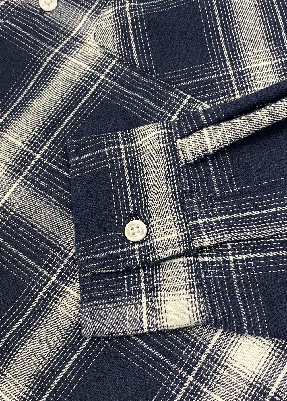 Ombre Check L/S Shirt (BLUE) / オンブレ チェック シャツ