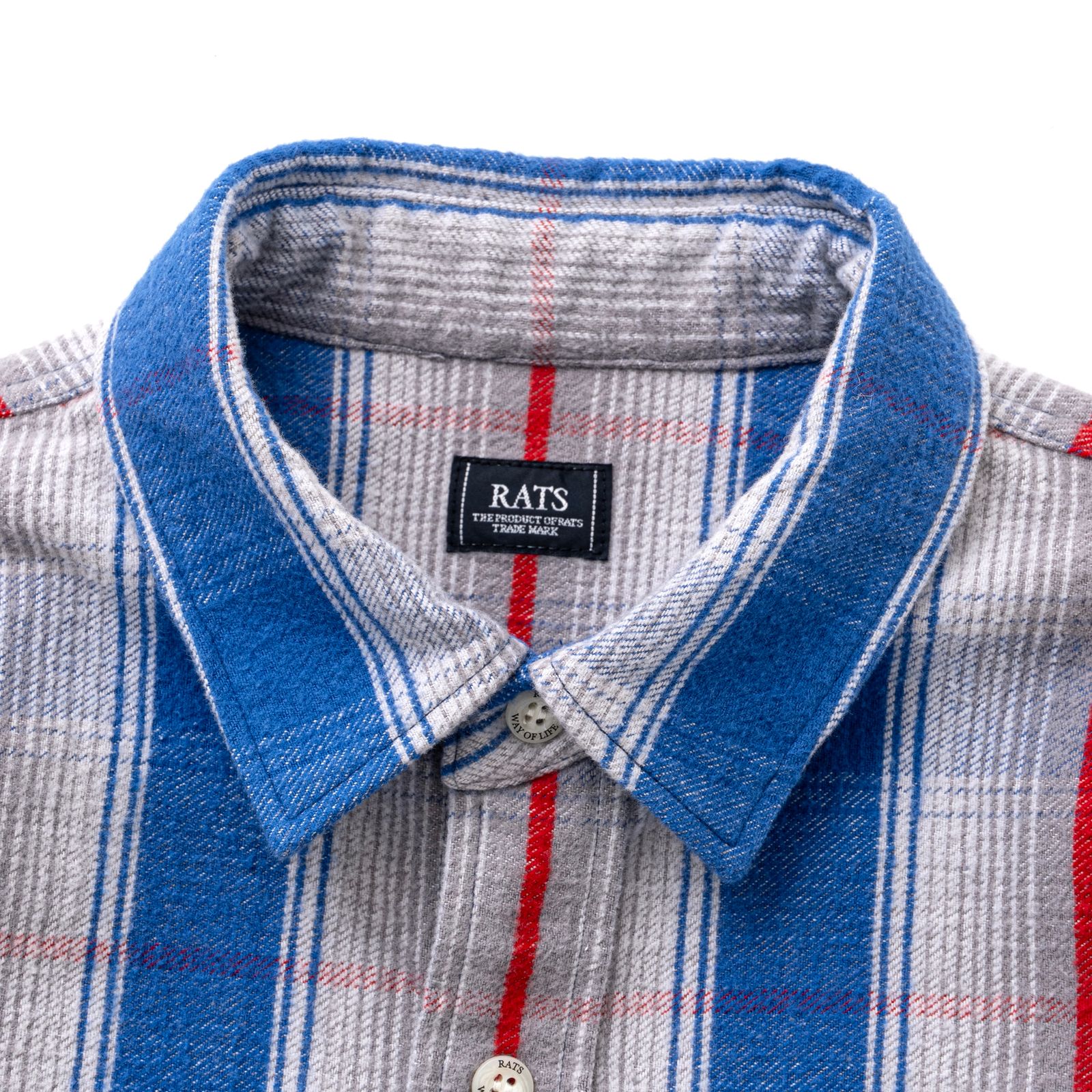 COTTON FLANNEL CHECK SHIRT (GRAY×BLUE CHECK) / チェック コットン ネルシャツ