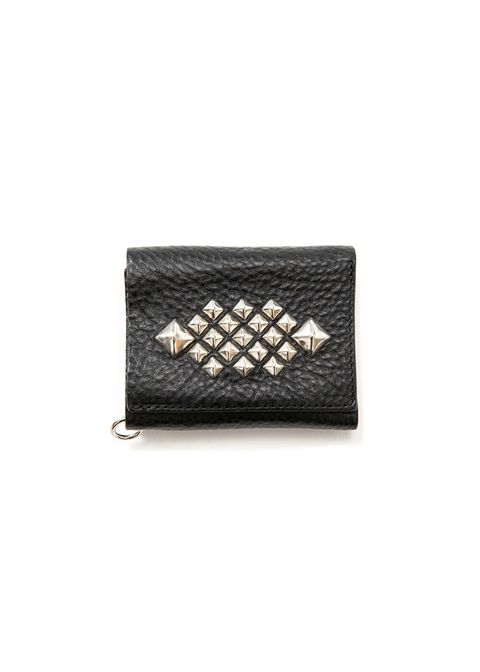 STUDS LEATHER MULTI WALLET (BLACK) / スタッズ レザー コンパクト マルチ ウォレット