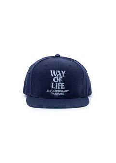 EMBROIDERY CAP "WAY OF LIFE" (NAVY×PEARL BLUE) / ロゴ刺繍ベースボールキャップ
