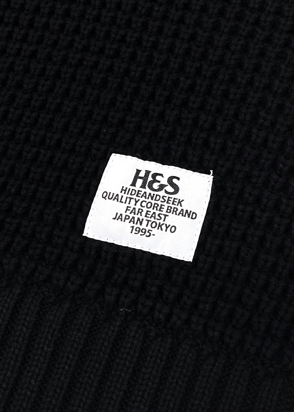 Heavy Waffle Knit Sweater (BLACK) / ヘビーワッフル コットン ニット セーター