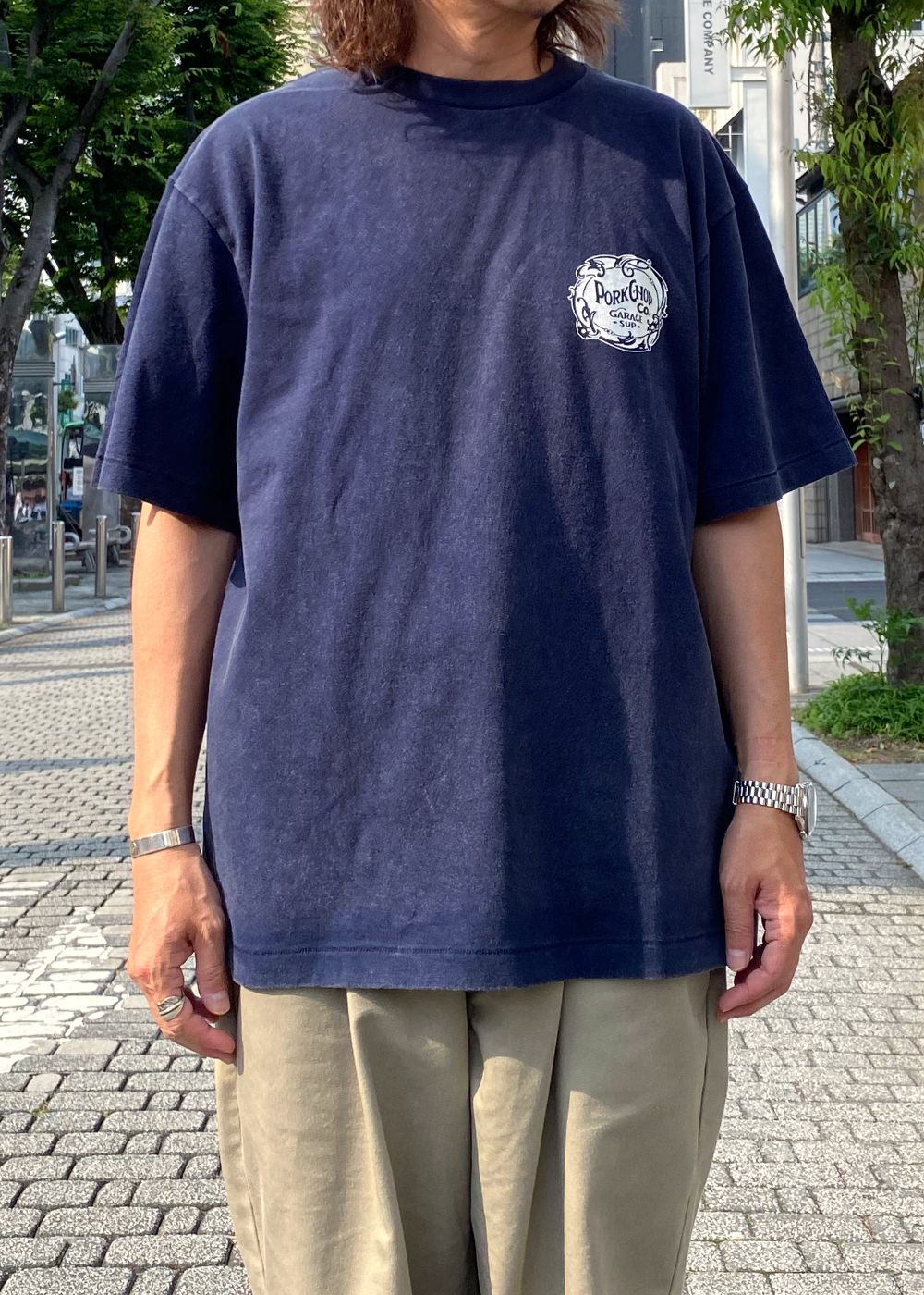 F LEAF LOGO TEE (FADE NAVY) / リーフ ロゴ Tシャツ