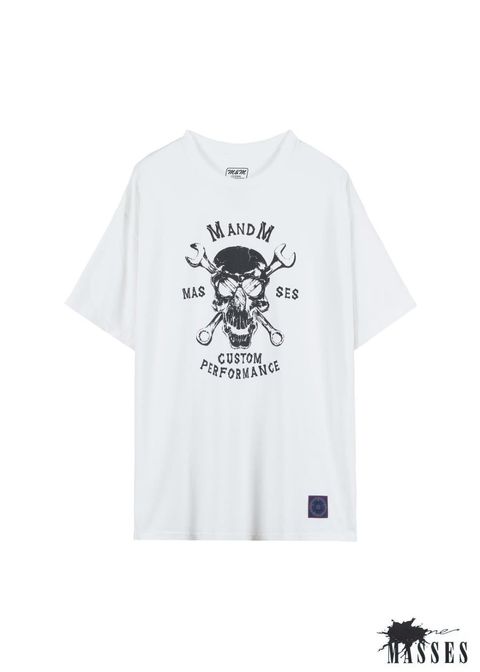 ×MASSES T-SHIRT SKULL WRENCH (WHITE) / マシス コラボレーション プリント Tシャツ