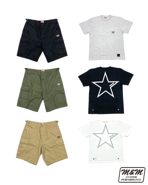 M&M 新作販売告知 / リアルなカーゴショーツとらしさ溢れるバックプリントTee