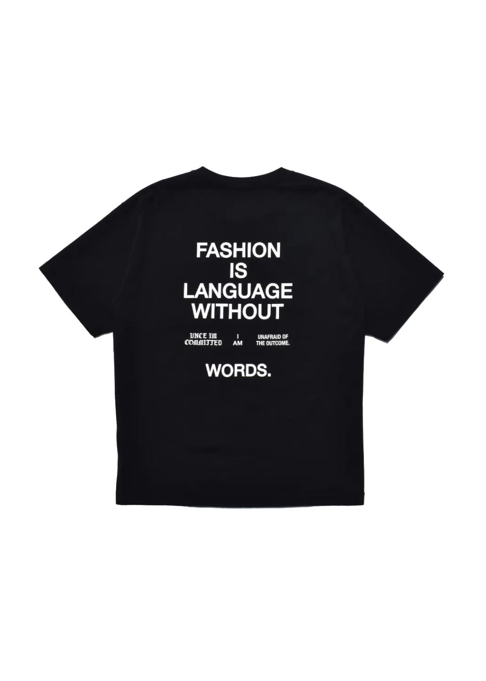 FASHION IS LANGUAGE Crewneck Pocket Tee (BLK) / オリジナル プリント ポケット Tシャツ