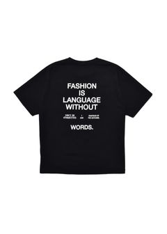 FASHION IS LANGUAGE Crewneck Pocket Tee (BLK) / オリジナル プリント ポケット Tシャツ