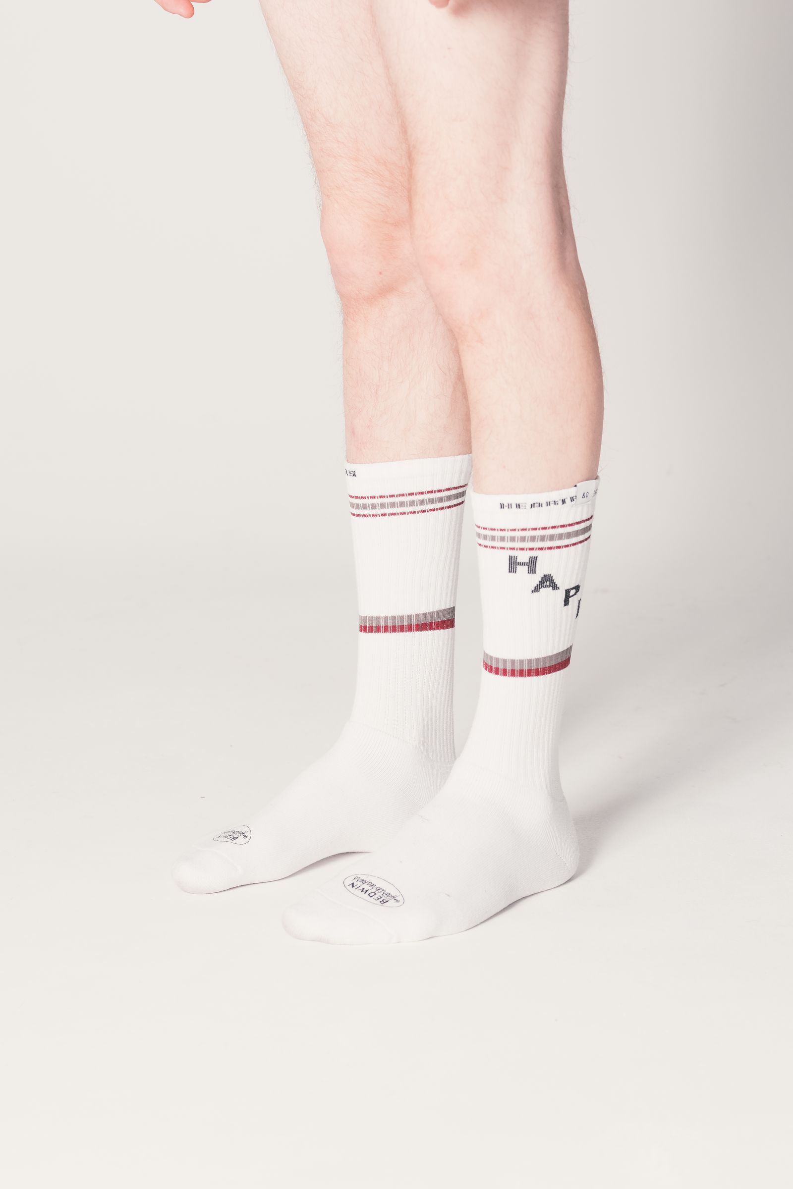 2 Pcs JACQUARD SOCKS "LARRY" (BURGUNDY) / 2パック ラインソックス