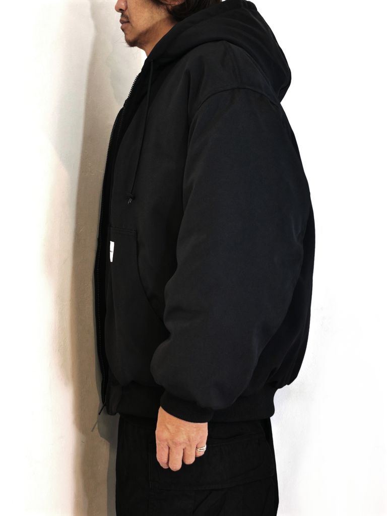 COOTIE PRODUCTIONS - Padded Nylon OX hooded Work Jacket (BLACK 