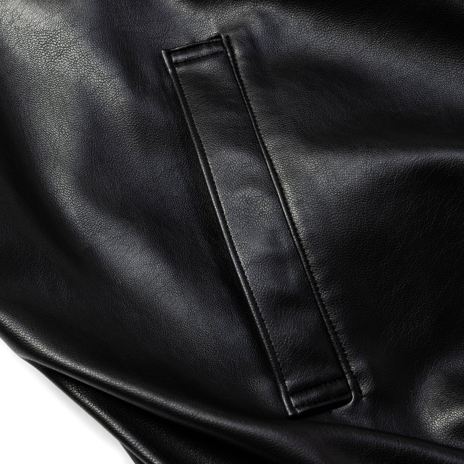 FAUX LEATHER HARRINGTON JACKET (BLACK) / フェイク レザー ハリントン ジャケット