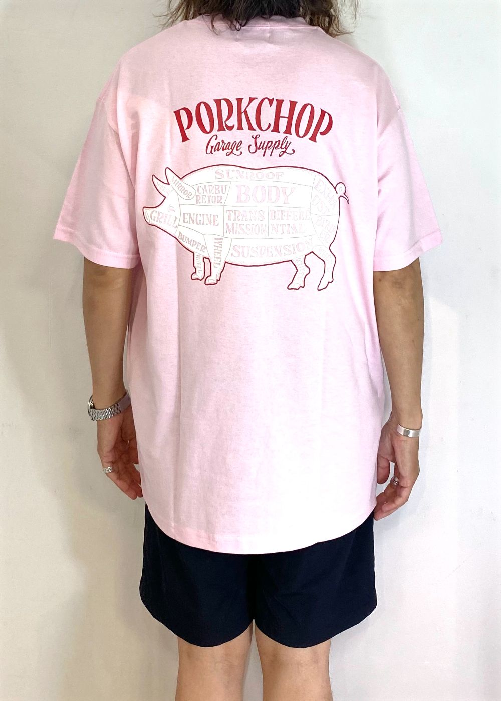 PORK BACK TEE (PINK) / ポークバック ロゴ Tシャツ