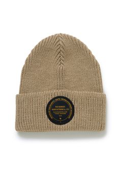 KNIT CAP CIRCLE PATCH (BEIGE) / サークルパッチ ニットキャップ