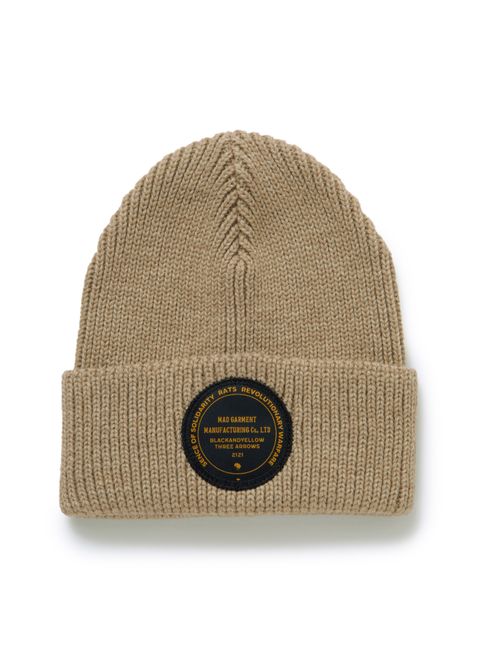 KNIT CAP CIRCLE PATCH (BEIGE) / サークルパッチ ニットキャップ