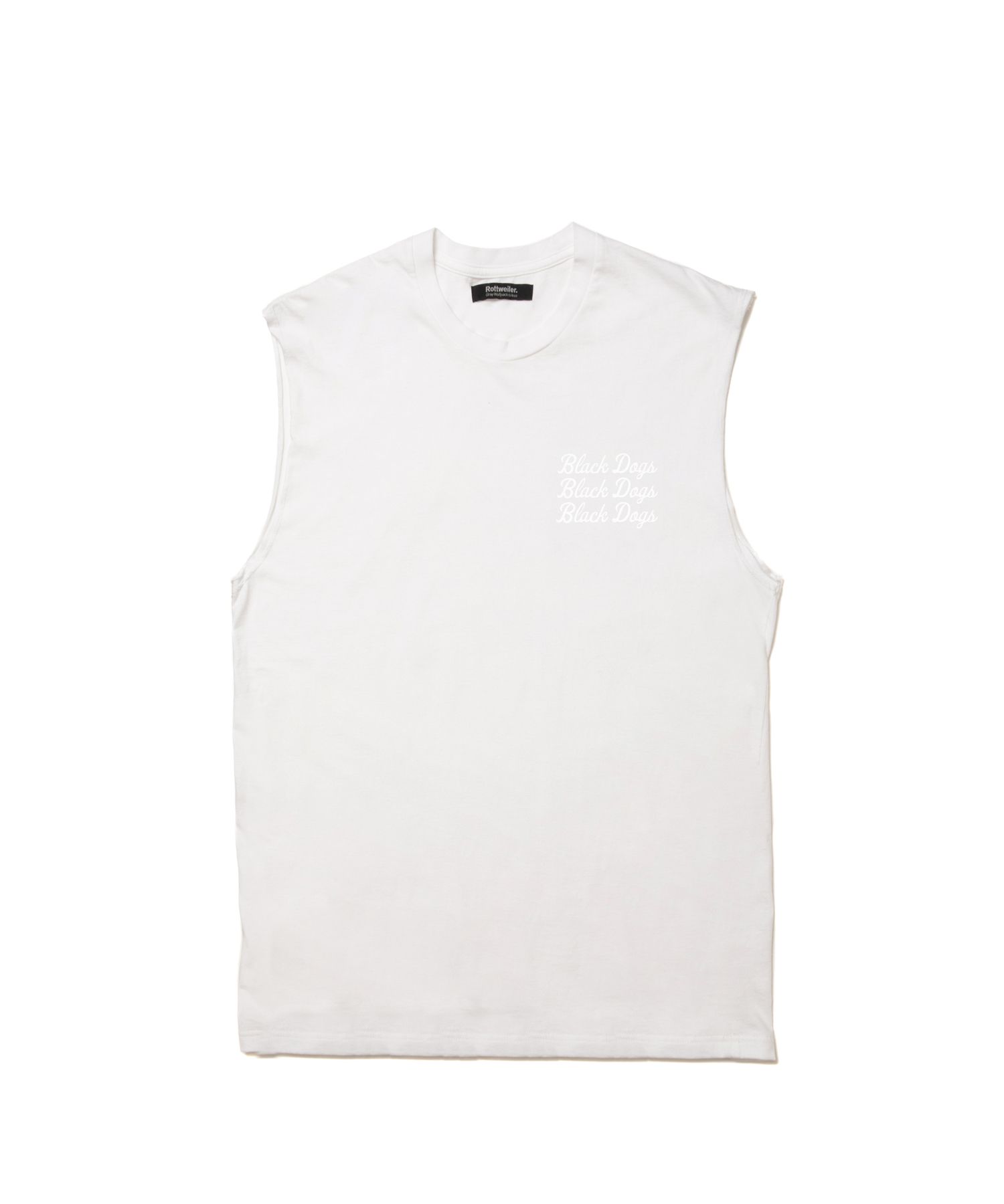 ROTTWEILER - THREE LINE CUTOFF TEE (WHITE) / オリジナル カットオフ