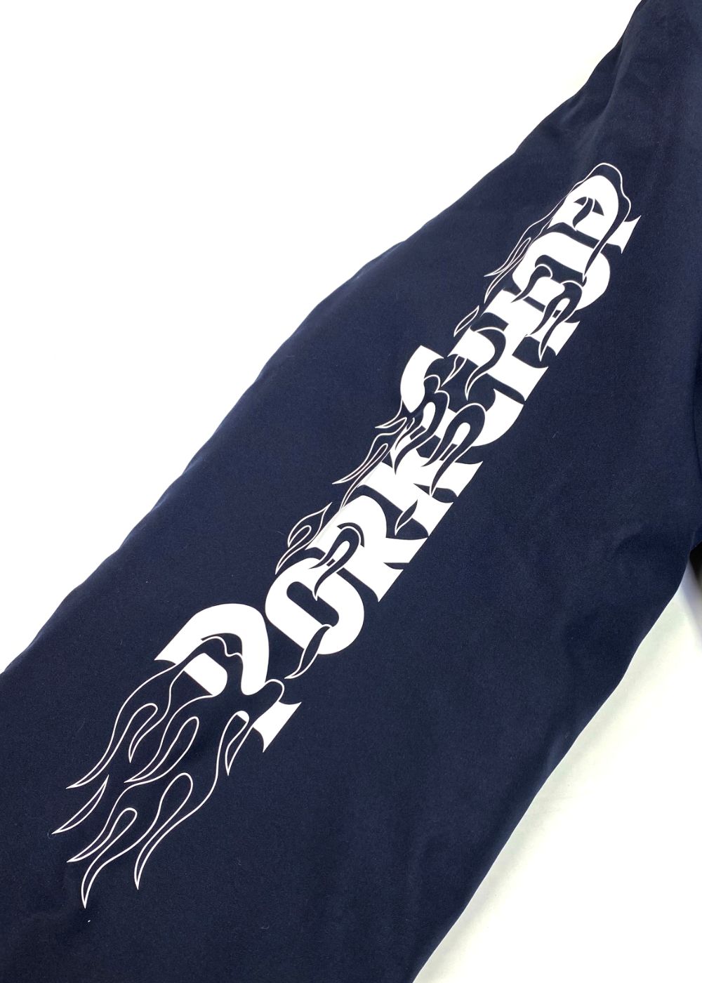 BURNING LOGO HOODED JKT (NAVY) / フーデッド パフ ジャケット