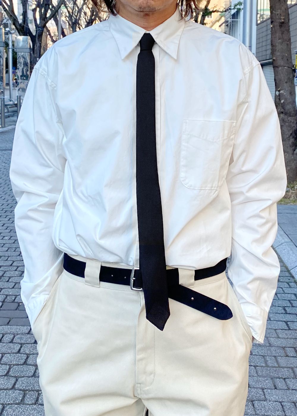 SILK NECK TIE "DENNIS" (BLACK) / オリジナル シルク タイ