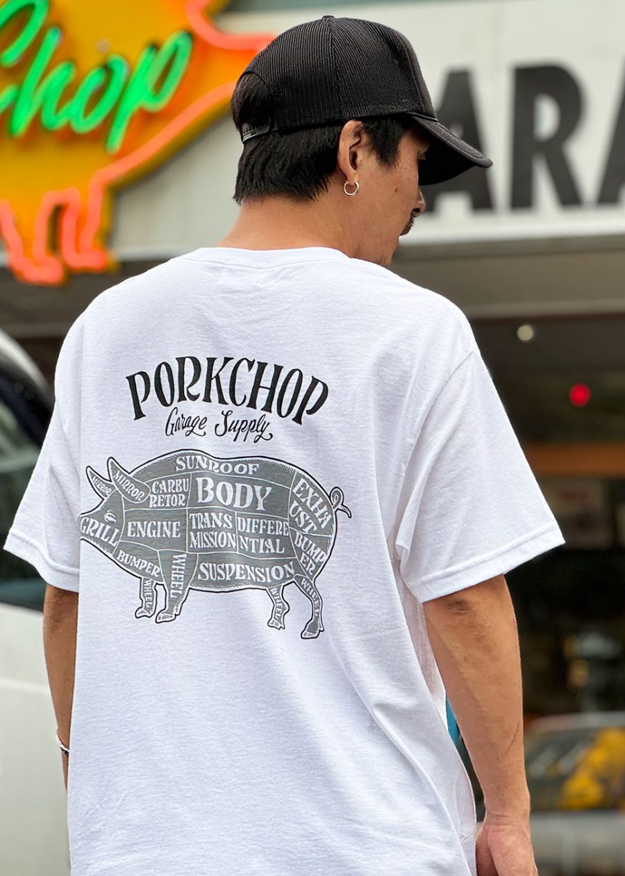 PORK BACK TEE (WHITE) / ポークバック ロゴ Tシャツ