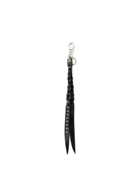 STUDS & KNITTING LEATHER LONG KEY RING ＜TYPE A＞ (BLACK) / スタッズ レザー キーリング