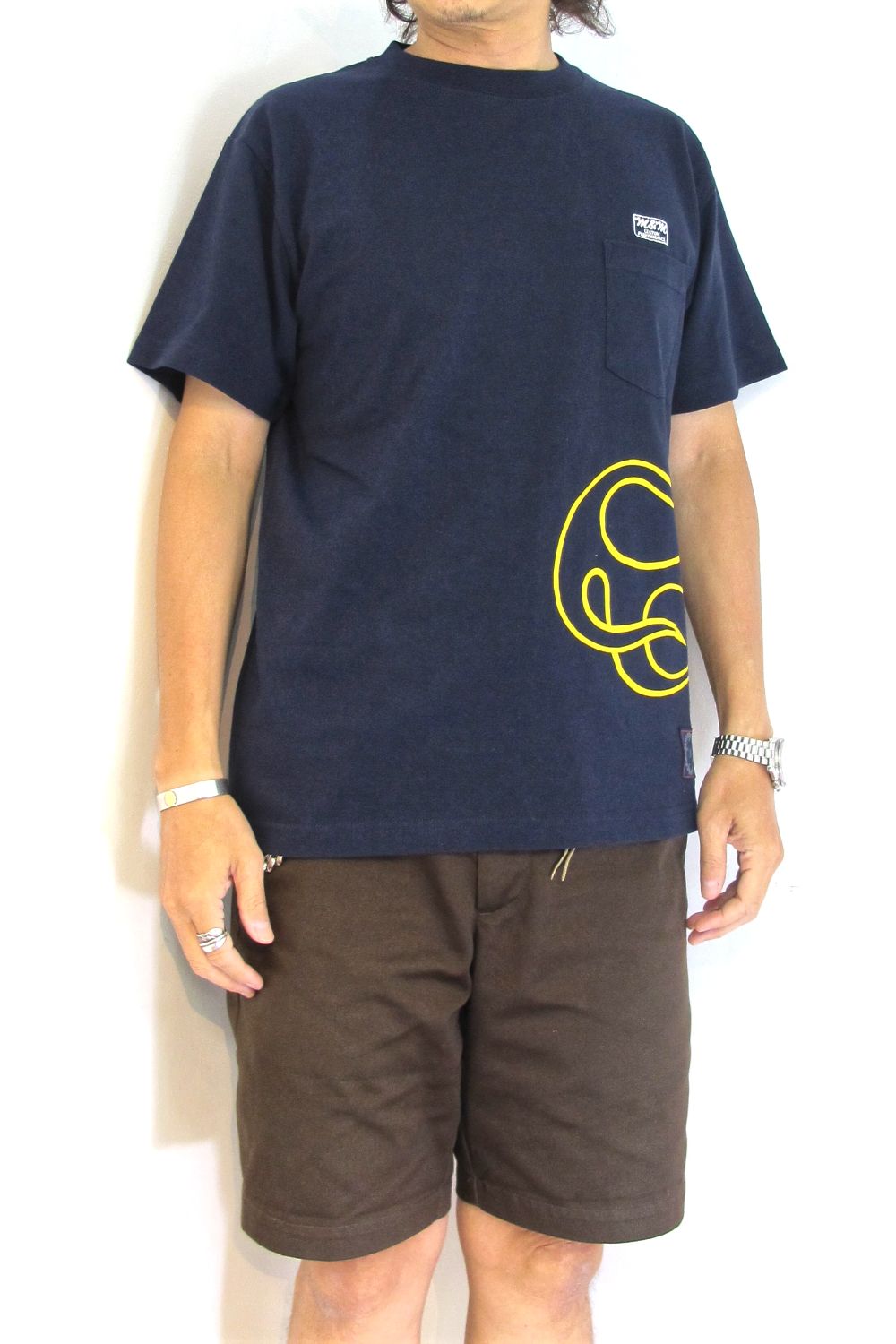 PRINT S/S TEE (NAVY) / アンライバルド コラボT