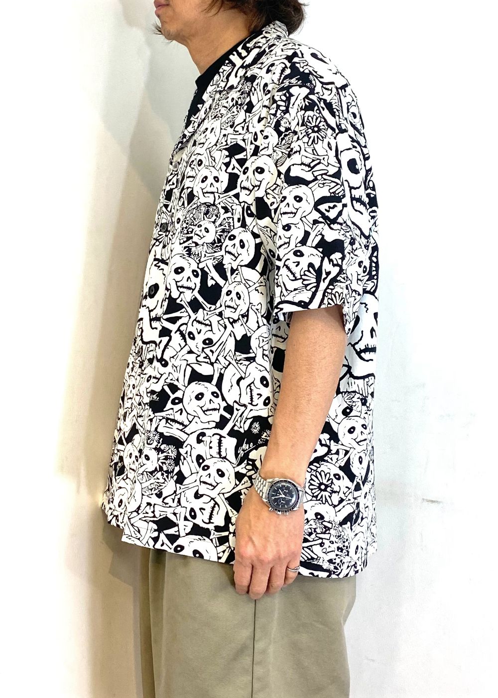 雑踏髑髏 S/S shirts (BLACK) / ×横尾忠則 髑髏柄 コラボ シャツ