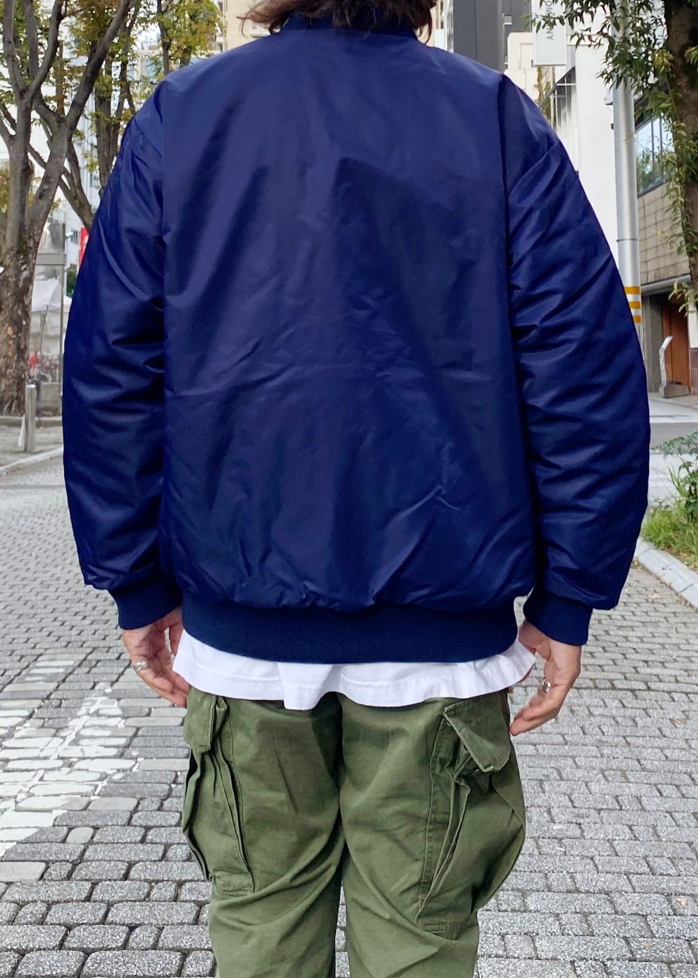 Nylon Varsity Jacket (NAVY) / オリジナル ナイロン スタジャン