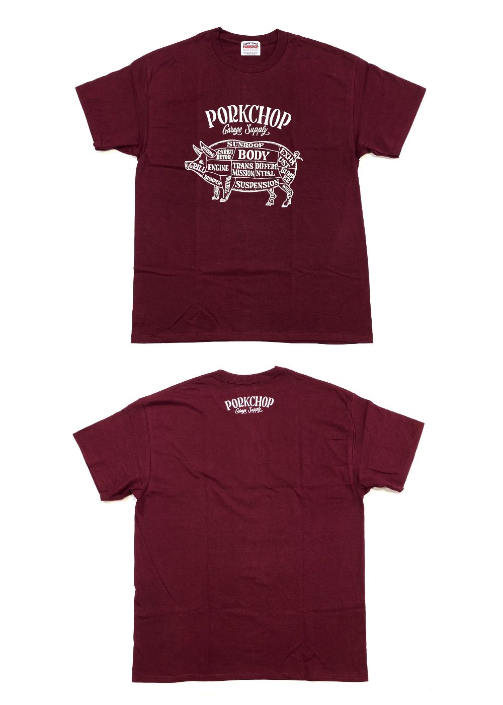 PORKCHOP GARAGE SUPPLY - PORK FRONT TEE 25 (BURGUNDY