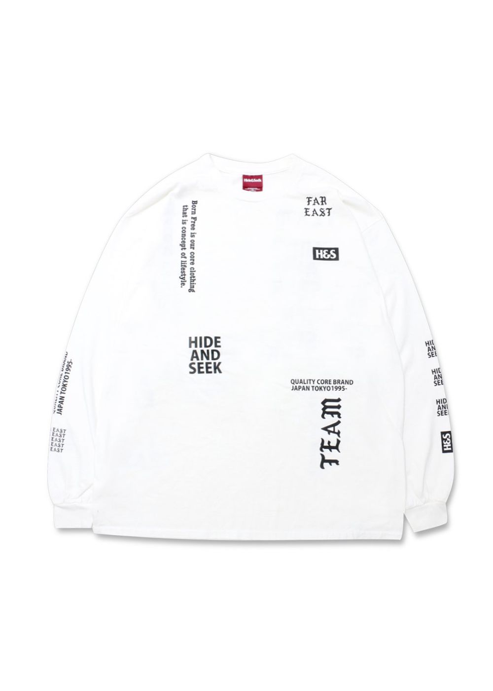 HideandSeek - TEAM FAR EAST L/S TEE (BLACK) / マルチロゴ ロング