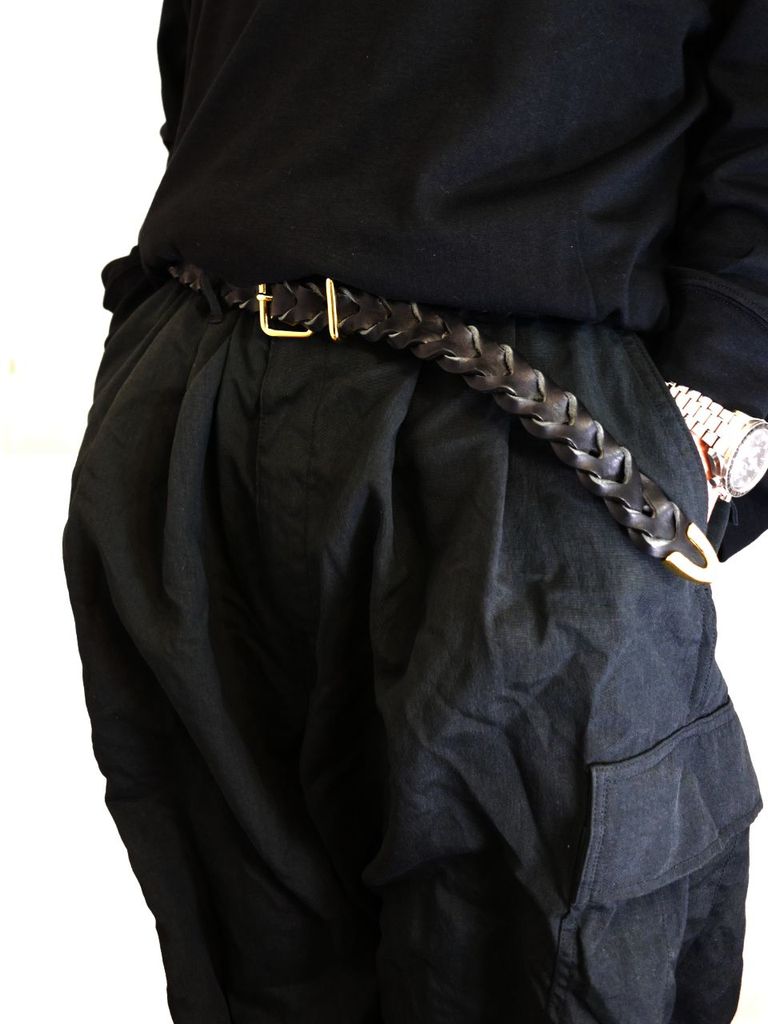 COOTIE PRODUCTIONS - Leather Braid Belt (GOLD) / レザー メッシュ 