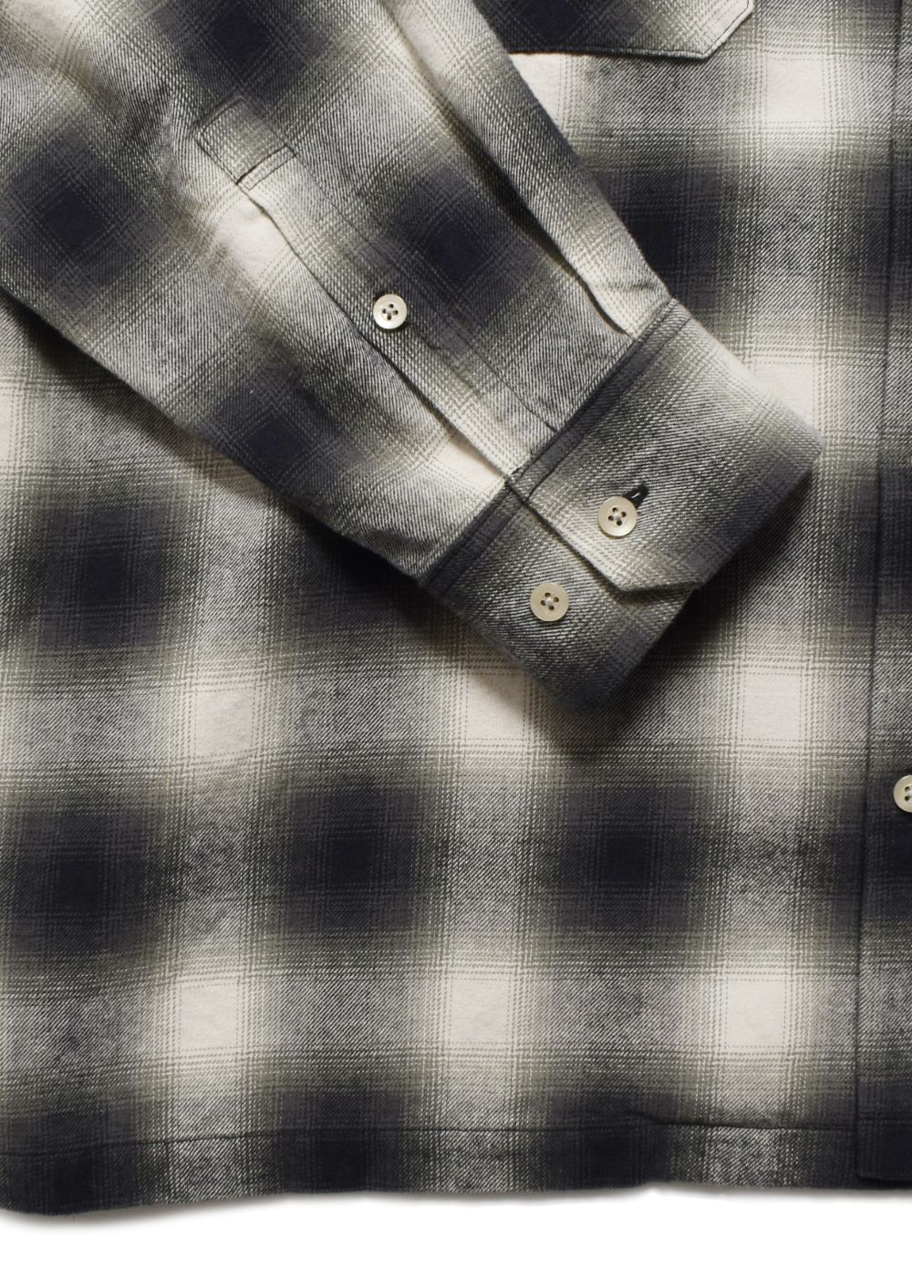 【ラスト1点】C.Flannel Ombre Open Collar SH Collar SH (BLT) / オンブレチェック オープンカラーシャツ