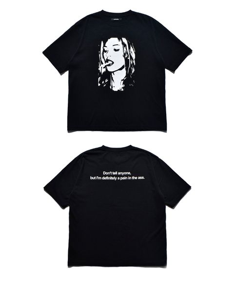 Monochrome Two tone Face Crewneck T-SH  (BLK) / オリジナル プリント Tシャツ