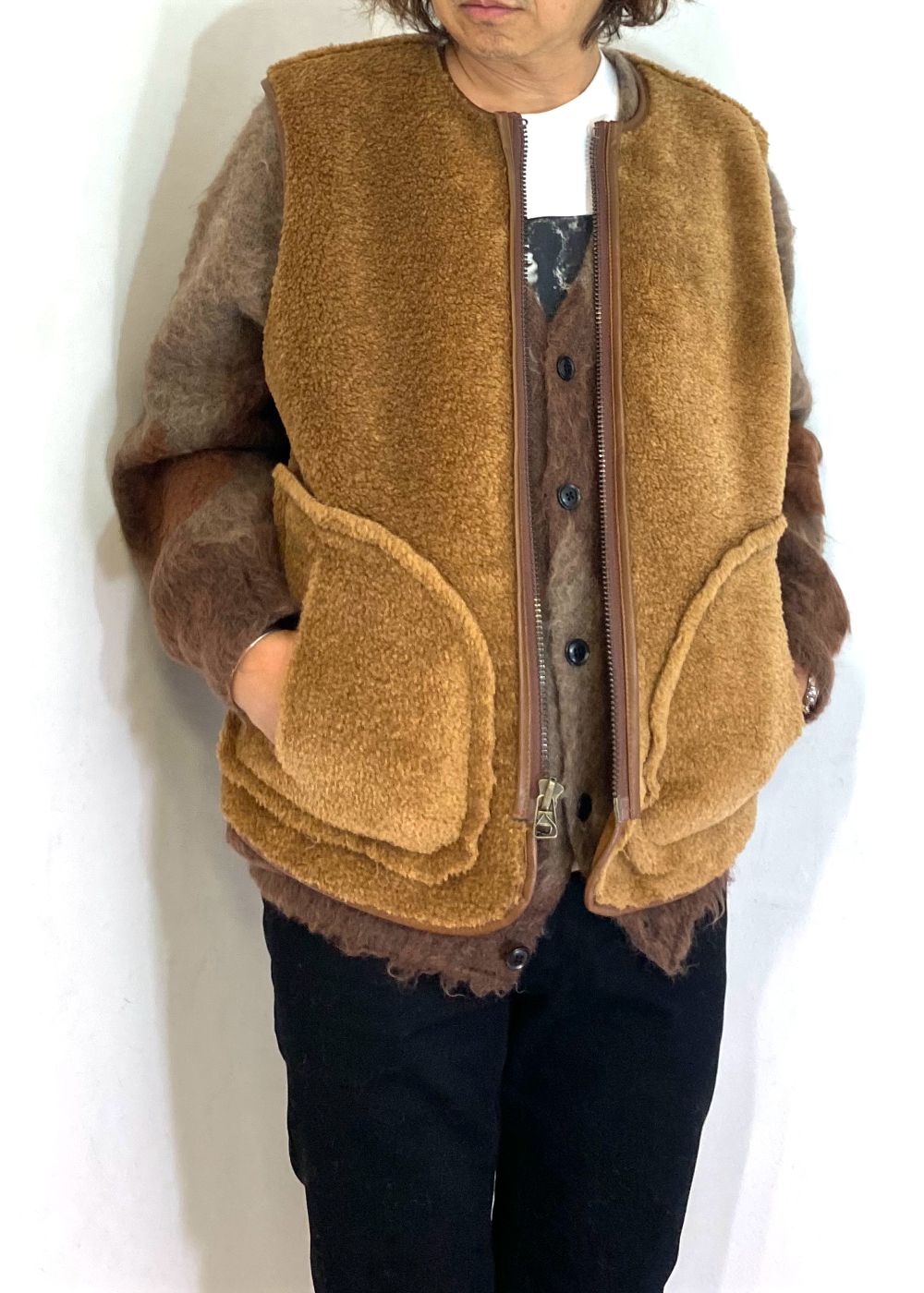 Vegan Mouton Vest (BROWN) / ビーガン ムートン ベスト