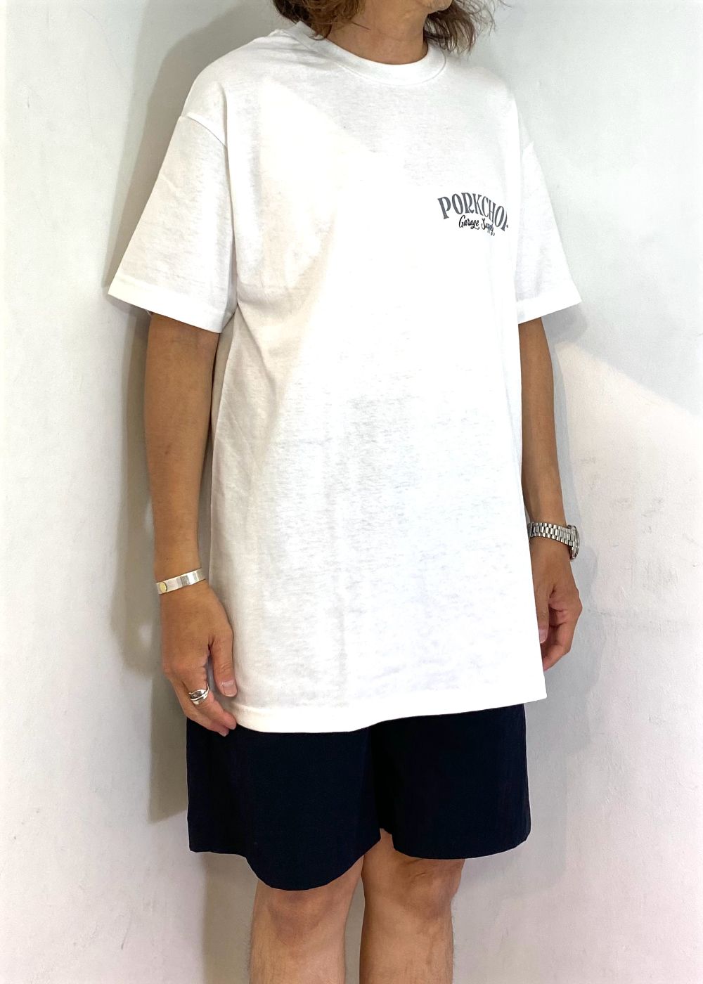 PORK BACK TEE (WHITE) / ポークバック ロゴ Tシャツ