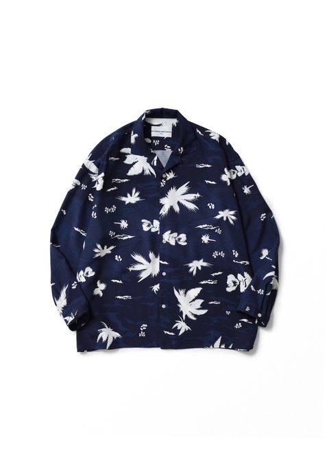 BLADELEAF L/S SHIRT (NAVY) / オリジナル アロハ シャツ