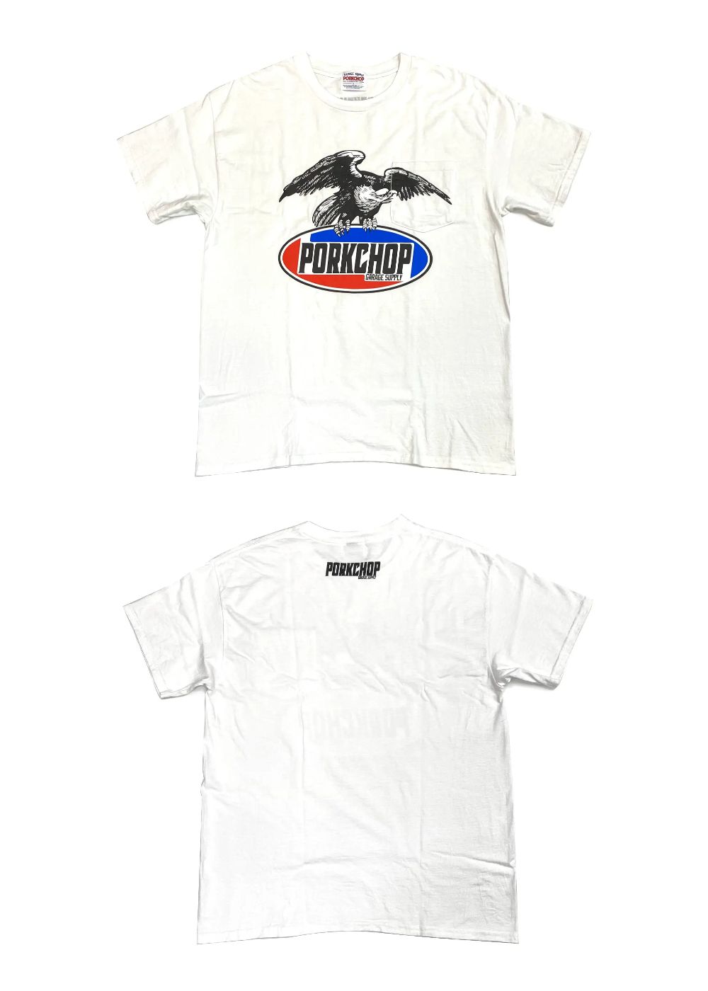 【ラスト1点】EAGLE LOGO POCKET TEE (WHITE) / ロゴ プリント ポケットTシャツ