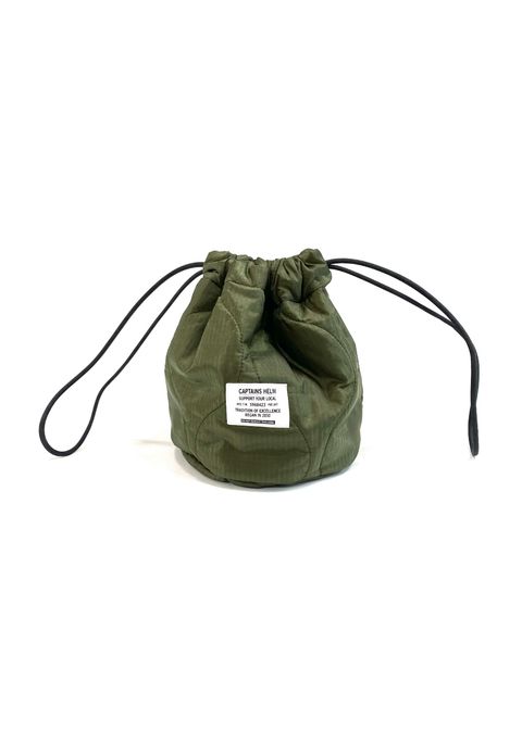 QUILTING KINCHAKU (OLIVE) / キルティング 巾着ポーチ